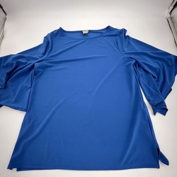 Chicos Blue Bell Sleeve Blouse Size 1/M - Picture 1 of 4